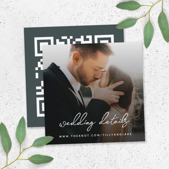 Wedding Website | QR Code Minimalist Photo RSVP Enclosure Card (Creator Uploaded)