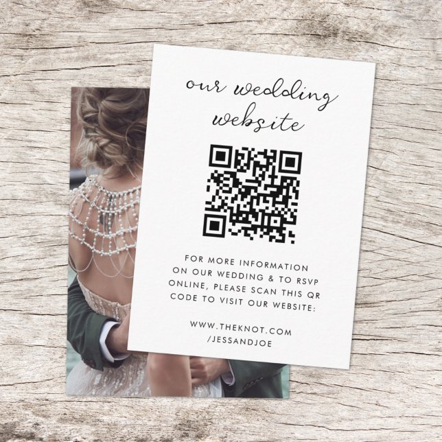 Wedding Website | QR Code Minimalist Photo RSVP Enclosure Card (Creator Uploaded)