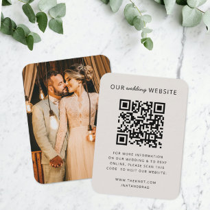 Wedding Website QR Code Minimalist Photo RSVP Enclosure Card