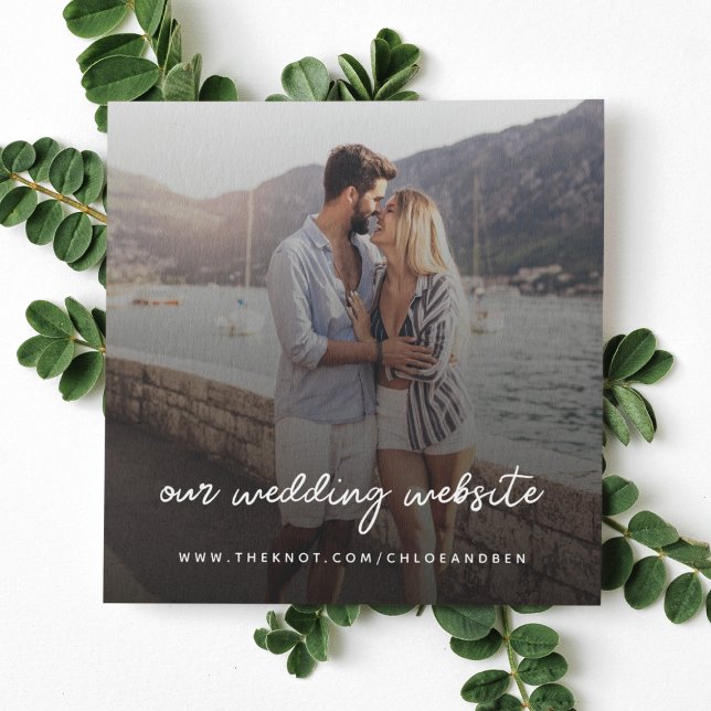 Wedding Website | QR Code Minimalist Photo RSVP Enclosure Card (Creator Uploaded)