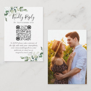 Wedding Website QR Code Photo Eucalyptus RSVP Enclosure Card