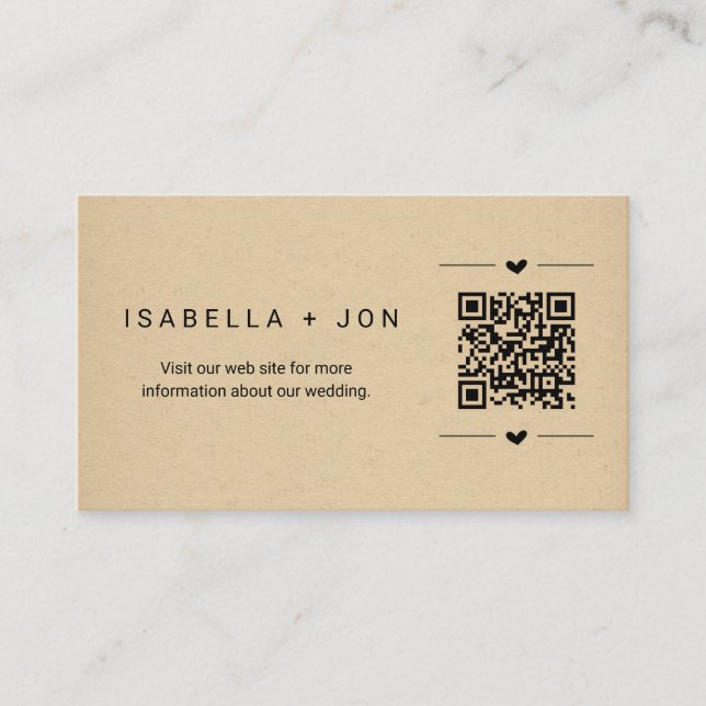 Wedding Website QR Code - Registry Details RSVP Enclosure Card (Front)