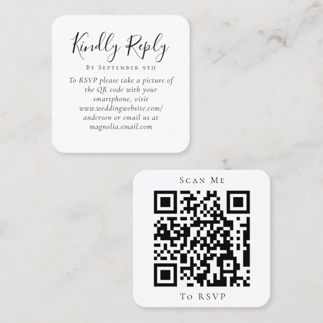 Wedding Website QR Code RSVP Calling Card (Front/Back)