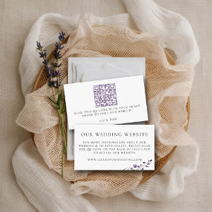 Wedding Website QR Code Rustic Lavender Wedding Enclosure Card
