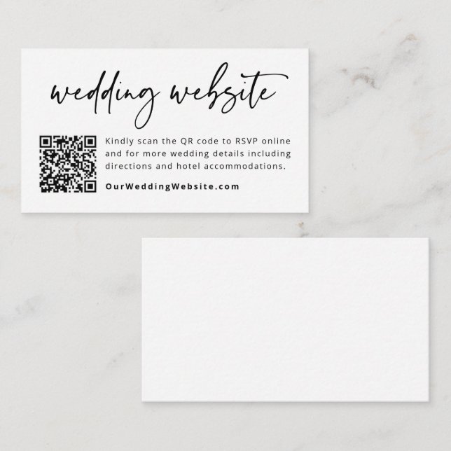 Wedding Website QR Code Wedding Enclosure Card (Front/Back)
