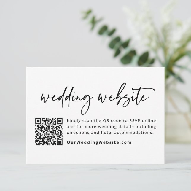 Wedding Website QR Code Wedding Enclosure Card (Standing Front)