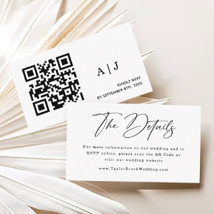 Wedding Website   QR Code Wedding RSVP  Enclosure Card