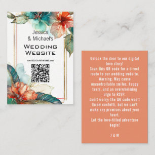 Wedding website + QR  Hibiscus Serenade Paradise Enclosure Card