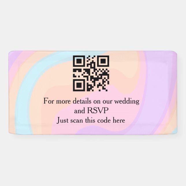 Wedding website rsvp q r code add name text  banner (Horizontal)