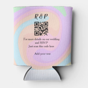 Wedding website rsvp q r code add name text can cooler