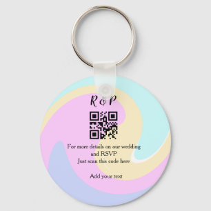 Wedding website rsvp q r code add name text keychain