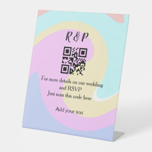 Wedding website rsvp q r code add name text pedestal sign
