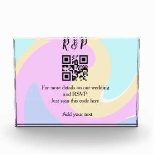 Wedding website rsvp q r code add name text photo block
