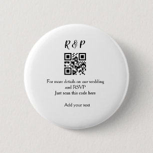 Wedding website rsvp q r code add name text thr 2 inch round button