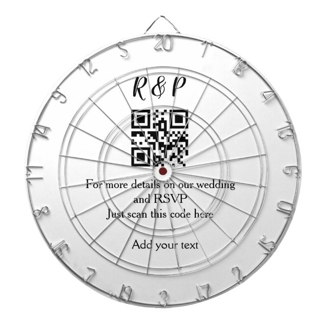 Wedding website rsvp q r code add name text thr dartboard (Front)
