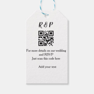 Wedding website rsvp q r code add name text thr gift tags