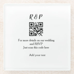 Wedding website rsvp q r code add name text thr glass coaster
