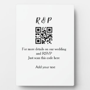 Wedding website rsvp q r code add name text thr plaque