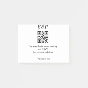 Wedding website rsvp q r code add name text thr post-it notes