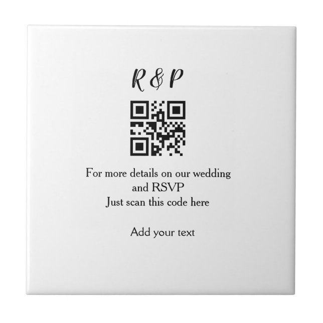 Wedding website rsvp q r code add name text thr tile (Front)