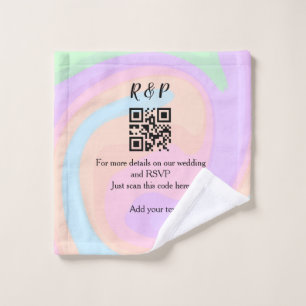 Wedding website rsvp q r code add name text wash cloth