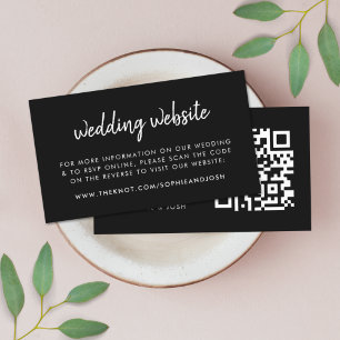 Wedding Website   RSVP QR Code Modern Black Enclosure Card