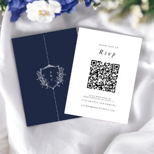  Wedding Website   RSVP QR Code Photo navy Enclosure Card