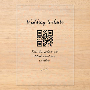 Wedding website scan QR code for details orange so Acrylic Invitations