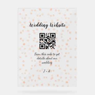 Wedding website scan QR code for details orange so Acrylic Sign