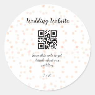 Wedding website scan QR code for details orange so Classic Round Sticker