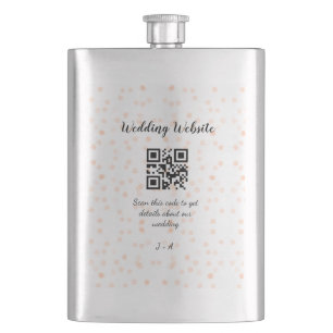 Wedding website scan QR code for details orange so Hip Flask
