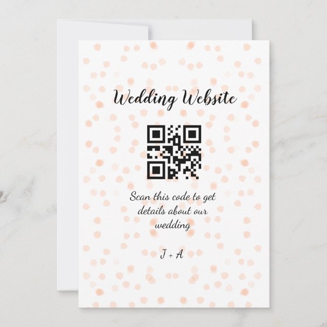 Wedding website scan QR code for details orange so Invitation (Front)
