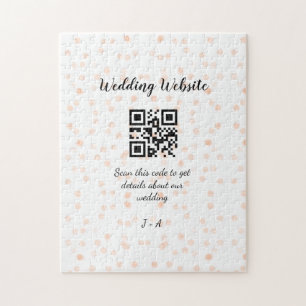 Wedding website scan QR code for details orange so Jigsaw Puzzle