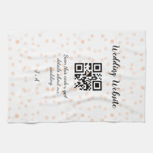 Wedding website scan QR code for details orange so Kitchen Towel