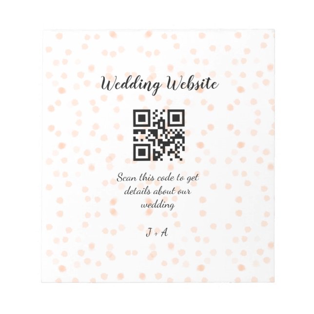 Wedding website scan QR code for details orange so Notepad (Front)