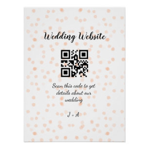 Wedding website scan QR code for details orange so Poster