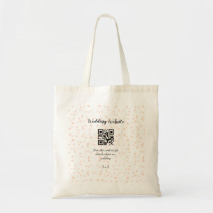 Wedding website scan QR code for details orange so Tote Bag
