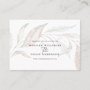 WEDDING WEBSITE Sheer Watercolor Wispy Foliage Business Card