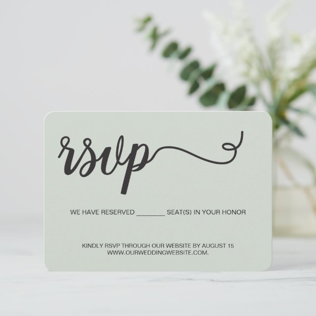 Wedding website We have Reserved seats green RSVP Card (Standing Front)
