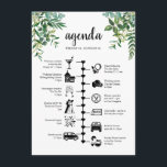 Wedding Weekend Greenery Guest Agenda  Advice Card<br><div class="desc">A wedding timeline itinerary and welcome card with our lush greenery watercolor foliage. Using pictogram icons, let your guests know of your itinerary for the big day & ensure no one miss out on any of your agenda during the whole event. With a welcome message on the front these are...</div>