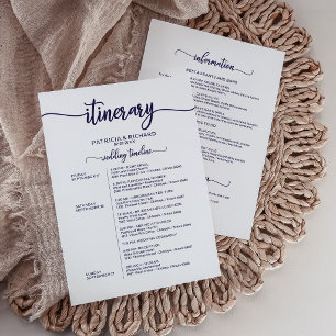 Wedding Weekend Itinerary Chic Navy Blue Timeline
