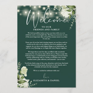 Wedding Weekend Itinerary Emerald Green Floral Program