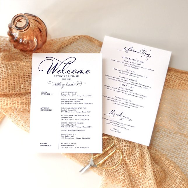 Wedding Weekend Itinerary Timeline Elegant Invitation (Creator Uploaded)