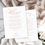 Wedding Weekend Itinerary Welcome Letter Rose Gold<br><div class="desc">Transform your wedding day into a celebration of sophistication and elegance with our stunning rose gold calligraphy modern wedding suite! You can personalize it with just a few clicks to express your unique love story. This inspiring collection includes everything you need to create a beautifully cohesive atmosphere, featuring matching menu...</div>