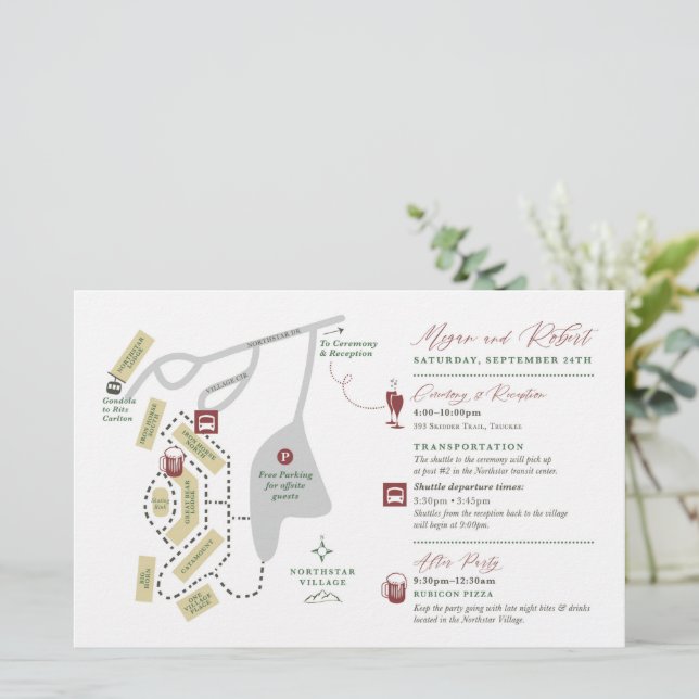 Wedding Weekend Map Card - FOR MEGAN (Standing Front)