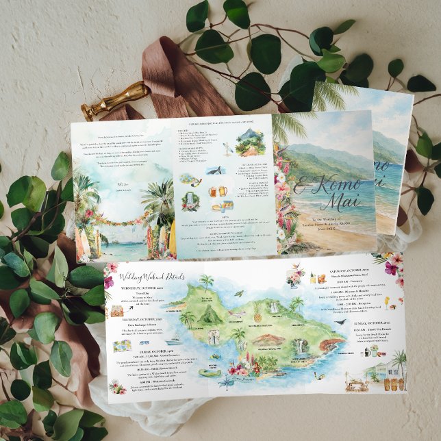 Wedding Weekend | Maui, Hawaii Tri-Fold Invitation (Creator Uploaded)