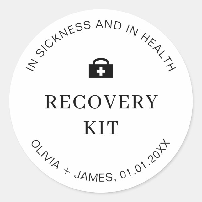 Wedding Weekend Recovery Kit First Aid Hangover Classic Round Sticker (Front)