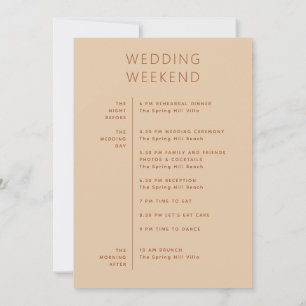 Wedding Weekend Schedule Timeline Peach Sand Invitation