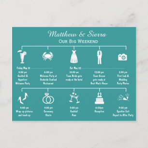 Wedding Weekend Timeline Itinerary Postcard