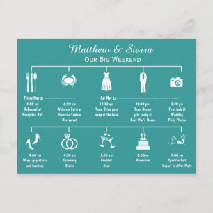 Wedding Weekend Timeline Itinerary Postcard